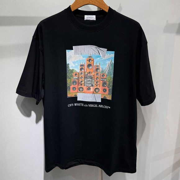 Off-White Train Off Cotton Black T-Shirt - Picture 1 of 9
